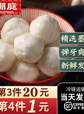 潮庭墨鱼丸手工纯鱼丸潮汕正宗汕头达濠手打无添加墨斗花枝墨鱼丸