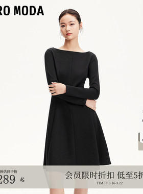 VeroModa连衣裙25春季一字肩法式氛围优雅小黑裙淑女风