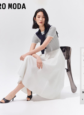 Vero Moda连衣裙2026夏季新款可拆披肩圆领A字拼接长裙32627B012
