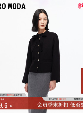 Vero Moda毛呢外套2025秋冬新款含绵羊毛系带短款大衣32534T009