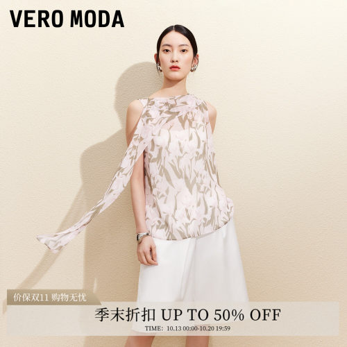 VeroModa斜肩飘带衬衫