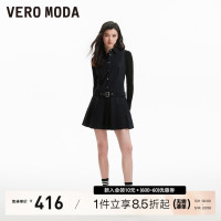 Vero Moda连衣裙2024春夏新款黑色无袖小个子百褶收腰街头短裙女