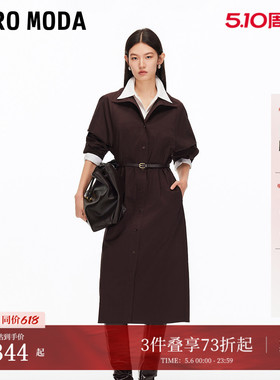Vero Moda连衣裙女2026春夏含棉捏褶老钱风中长裙32537D011