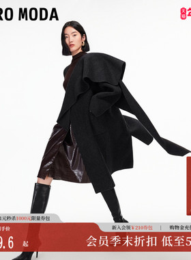 Vero Moda毛呢大衣2026春季新款含绵羊毛桑蚕丝围巾外套32544S023