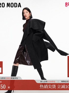 Vero Moda毛呢大衣2026春季新款含绵羊毛桑蚕丝围巾外套32544S023