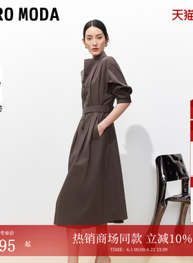 Vero Moda连衣裙女2026春季新款腰带风衣式简约通勤长裙3261SZ001