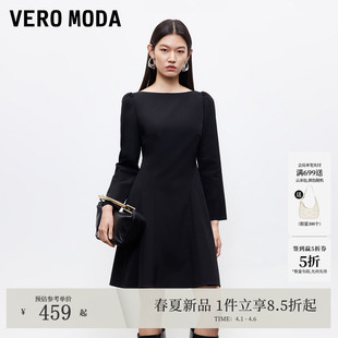 新款 一字圆领简约A字收腰短裙大气优雅 Moda连衣裙2026春季 Vero