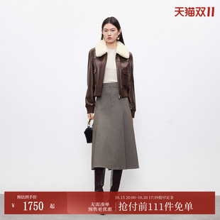 【双11预售】Vero Moda皮衣冬季羊皮革可拆毛领短款外套326310001