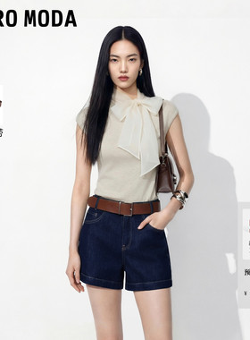 Vero Moda牛仔裤女2026夏季新款腰带高腰撞色缝线短裤326243013