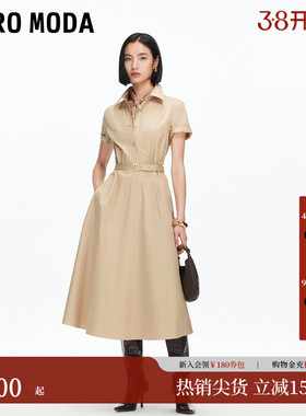 Vero Moda连衣裙女2025秋季新款纯棉腰带飘带A字中长裙32537B002
