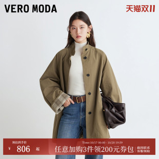 Vero Moda风衣女2026秋冬新款单排扣门襟翻领中长款外套326309004