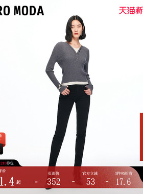 Vero Moda牛仔裤女2025冬季新款含棉加绒高腰拉链紧身裤325432010