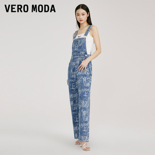 设计感阔腿裤 Vero 2023新款 子女 Moda牛仔背带裤 直筒裤