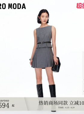 Vero Moda连衣裙2026春夏圆领腰带设计百褶无袖短裙32537A018