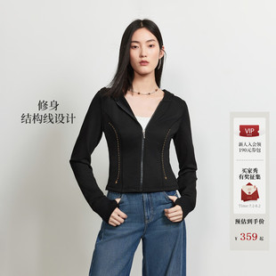 Vero Moda短外套女2026夏秋新款立体正肩长袖含套指薄绒连帽上衣