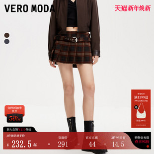 低腰迷你裙格纹腰带半身短裙325116002 新款 Vero Moda短裙25夏季