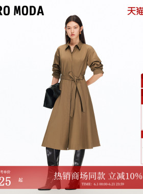 Vero Moda连衣裙25秋cleanfit收腰五分袖衬衫裙风衣外套3253SZ002