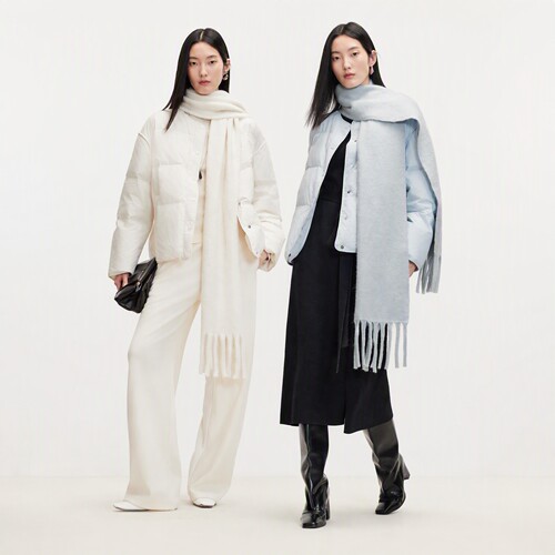 VeroModa羽绒服流苏围巾
