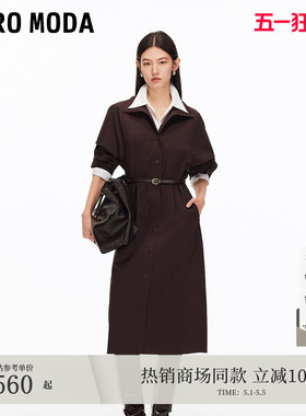 Vero Moda连衣裙女2026春夏含棉捏褶老钱风中长裙32537D011