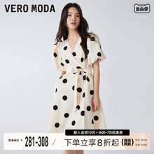 Vero Moda法式高级连衣裙2023秋冬新款优雅气质甜美高腰显瘦波点