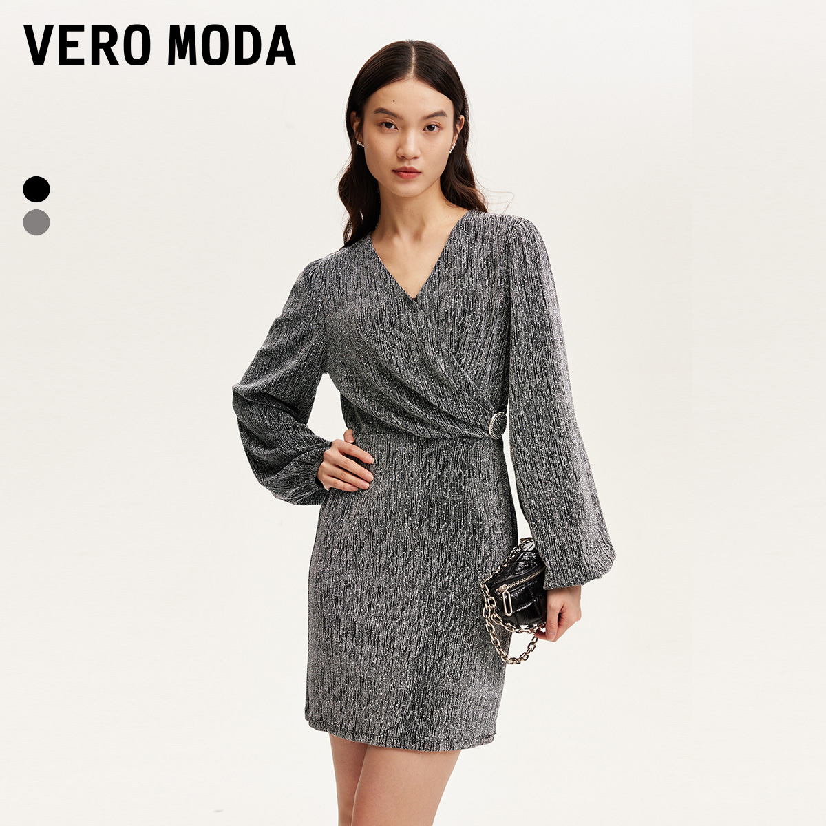 VeroModa亮丝中长裙连衣裙女