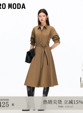 Vero Moda连衣裙25秋cleanfit收腰五分袖衬衫裙风衣外套3253SZ002