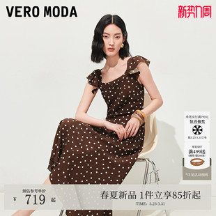 无袖 波点木耳边法式 裙度假32627A040 新款 VeroModa连衣裙2026夏季