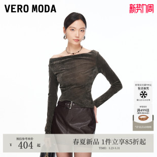 扎染风印花一字肩修身 新款 上衣326102026 ModaT恤女2026春季 Vero