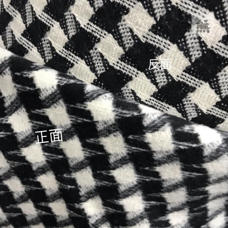 黑白千鸟格毛呢布料保暖柔软舒适海绵垫/布料/面料/
