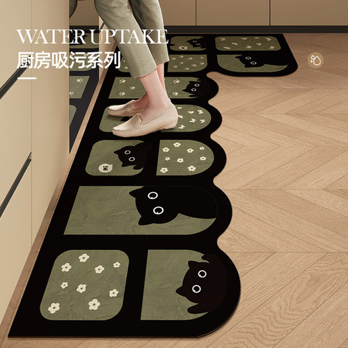 卡通厨房专用地垫家用耐脏防滑防油可擦免洗地毯浴室吸水速干脚垫