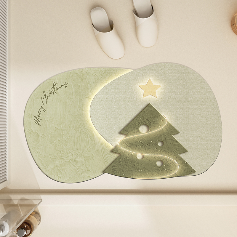 圣诞浴室地垫氛围感硅藻泥防滑吸水洗手间厨房卫生间门口厕所地毯