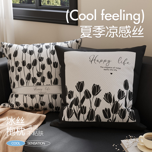 轻奢高级感沙发抱枕客厅冰丝凉感夏季 靠枕套靠背卧室高级床头靠垫
