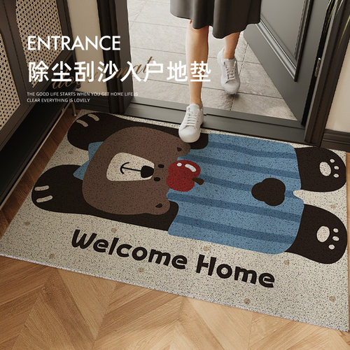 入户门地垫高级感刮泥蹭土丝圈脚垫玄关可裁剪地毯入户免打理垫子