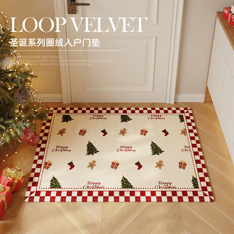 圣诞入户门地垫进门地毯新款高级门口家用门垫耐脏玄关脚垫可裁剪