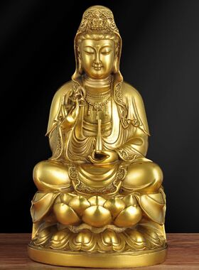 铜观音佛像摆件供奉家用观世音菩萨家居客厅佛堂寺庙供奉工艺品