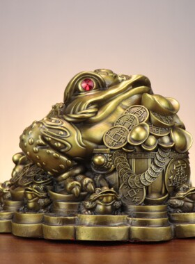 铜金蟾 聚宝盆金蟾 家居店铺装饰摆件发财蟾 新款福字金蟾蟾蜍