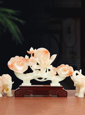 三件套富贵如意一对大象摆件家居客厅酒柜玄关办公室高档轻奢礼品