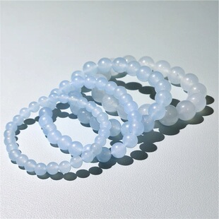 天然优化浅蓝玉髓手链情侣款春秋手饰品抖音直播爆款现货手串批发