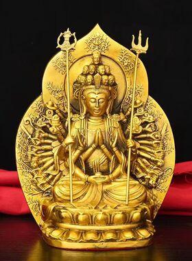 铜千手观音佛像观音菩萨家用家居工艺品佛像铜像供奉摆件