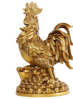 鸡摆件 生肖铜鸡家居工艺装饰品 铜元宝鸡