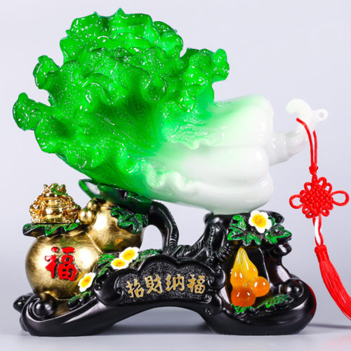 招财纳福仿玉白菜摆件客厅酒柜装饰品乔迁新居工艺品店铺开业礼品