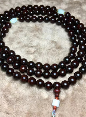 龙鱼款小叶紫檀DIY手链厂家规格0.8×108颗男女装饰首饰文玩念珠