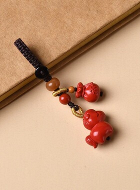 帝王砂生肖马吊坠手机链迷你小马手机链挂件本命年朱砂红马挂件