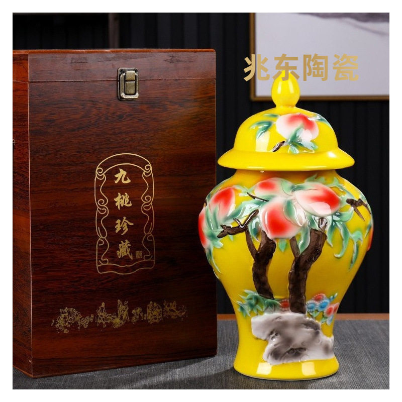 寿桃将军罐酒瓶五斤装 仿古珐琅家用酒壶