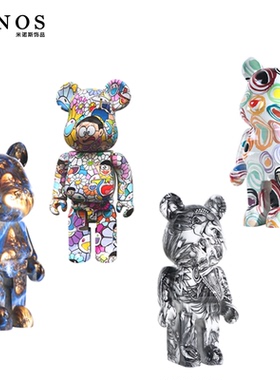 高端酒店彩绘网红暴力熊现代样板房卡通兔子门店卡通熊公仔装饰品