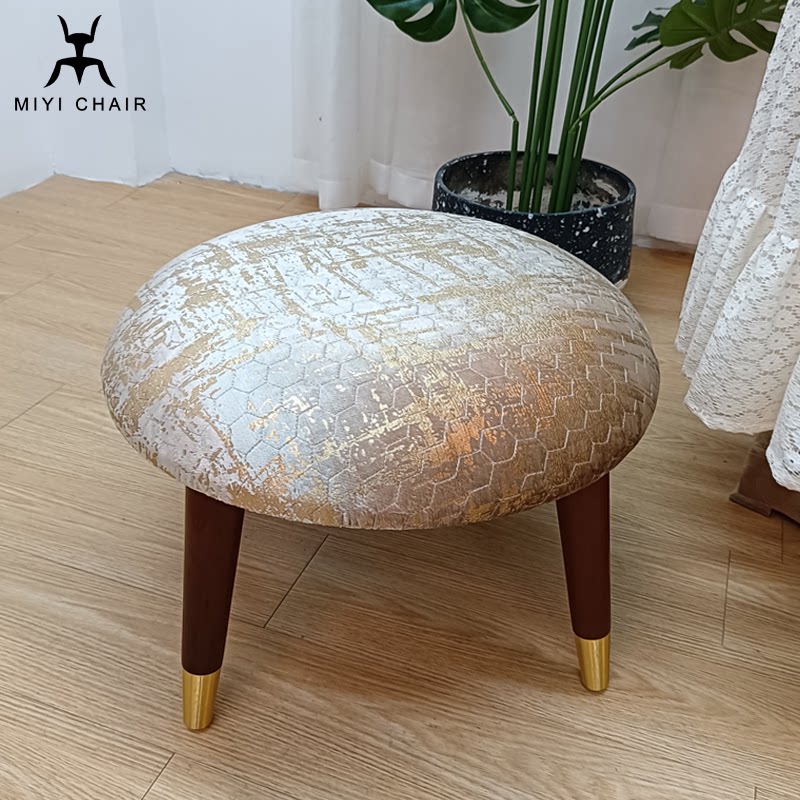 MIYICHAIR进口绒布烫金小矮凳实