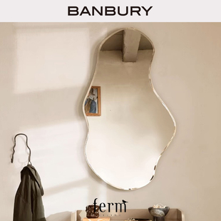 丹麦ferm living Pond Mirror湖泊穿衣镜 异形客厅玄关挂镜美人镜