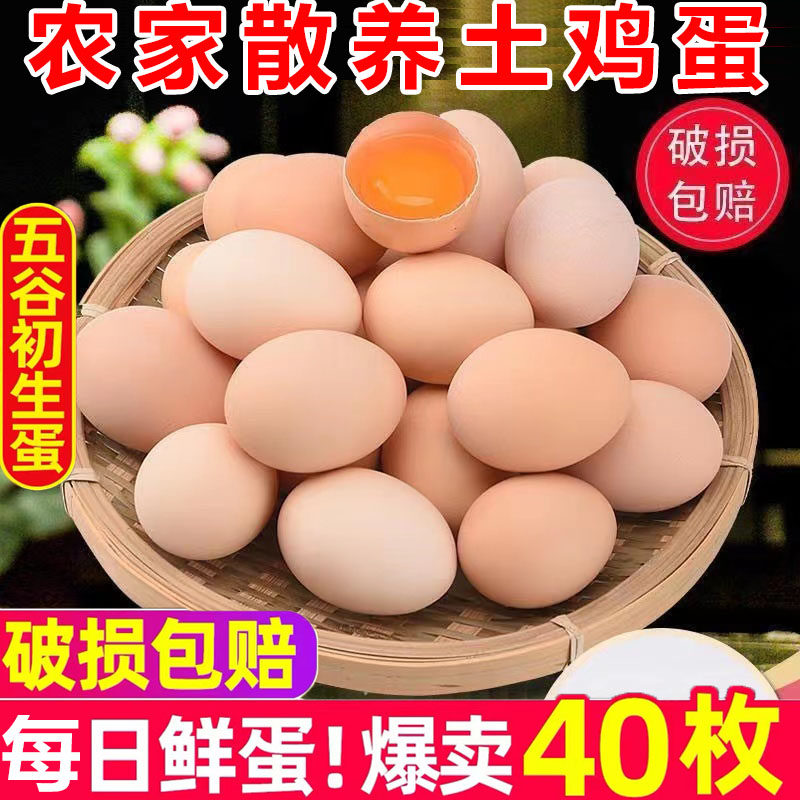 新鲜土鸡蛋正宗农家散养新鲜鸡蛋柴鸡蛋草鸡蛋笨鸡蛋乌鸡蛋40枚