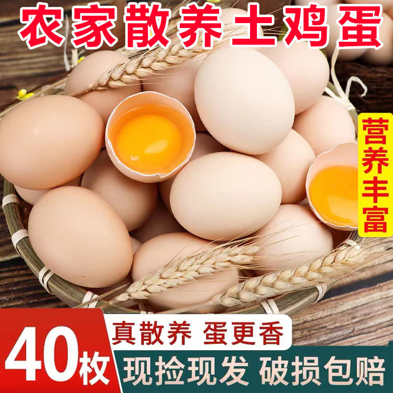 果邮鸡蛋新鲜正宗农家散养土鸡蛋农村40枚整箱乌柴笨草生鲜鸡蛋