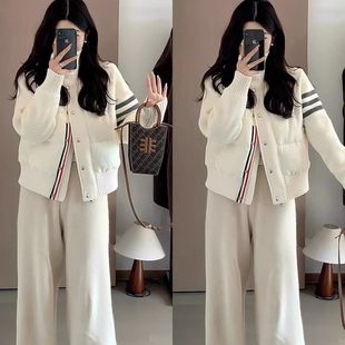 假两件棉衣 保暖外套小棉袄女学生休闲针织袖 2025新款 洋气棉服冬装